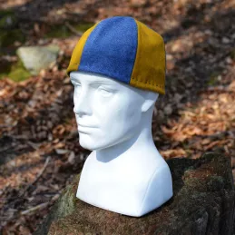 A simple cap made of wool with a visible weave.