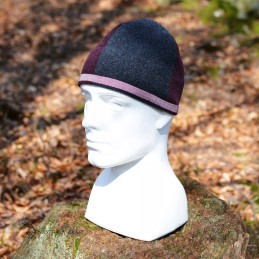 Viking Hat made from two colors of wool of medium thickness.