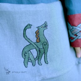 Leinentasche mit Stickerei aus Urnes, Norwegen