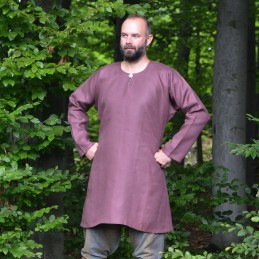 Wikinger-Leinenhemd – pflaumenfarben