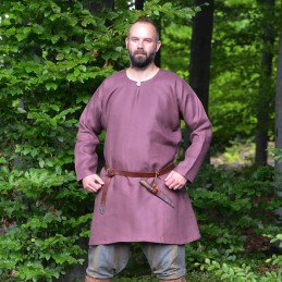 Wikinger-Leinenhemd – pflaumenfarben