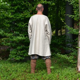 Handgenähte Wikinger-Leinentunika – elfenbein