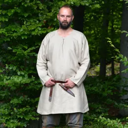 Hand sewn linen Viking tunic - ivory