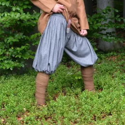 Grey baggy pants made of thin gray wool - Viking age, Middle Ages, baggy pants