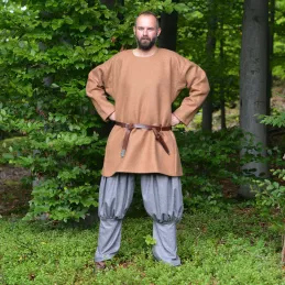 Grey baggy pants made of thin gray wool - Viking age, Middle Ages, baggy pants