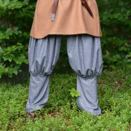Grey baggy pants made of thin gray wool - Viking age, Middle Ages, baggy pants
