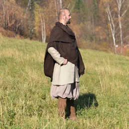 Brown woolen cape in herring bone pattern