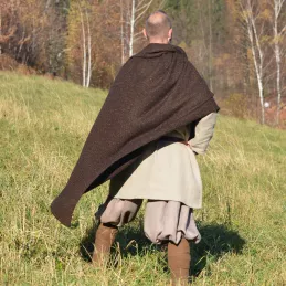 Brown woolen cape in herring bone pattern