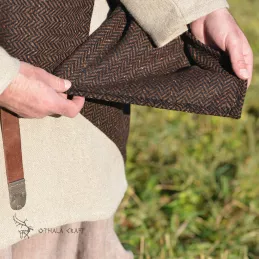 Brown woolen cape in herring bone pattern