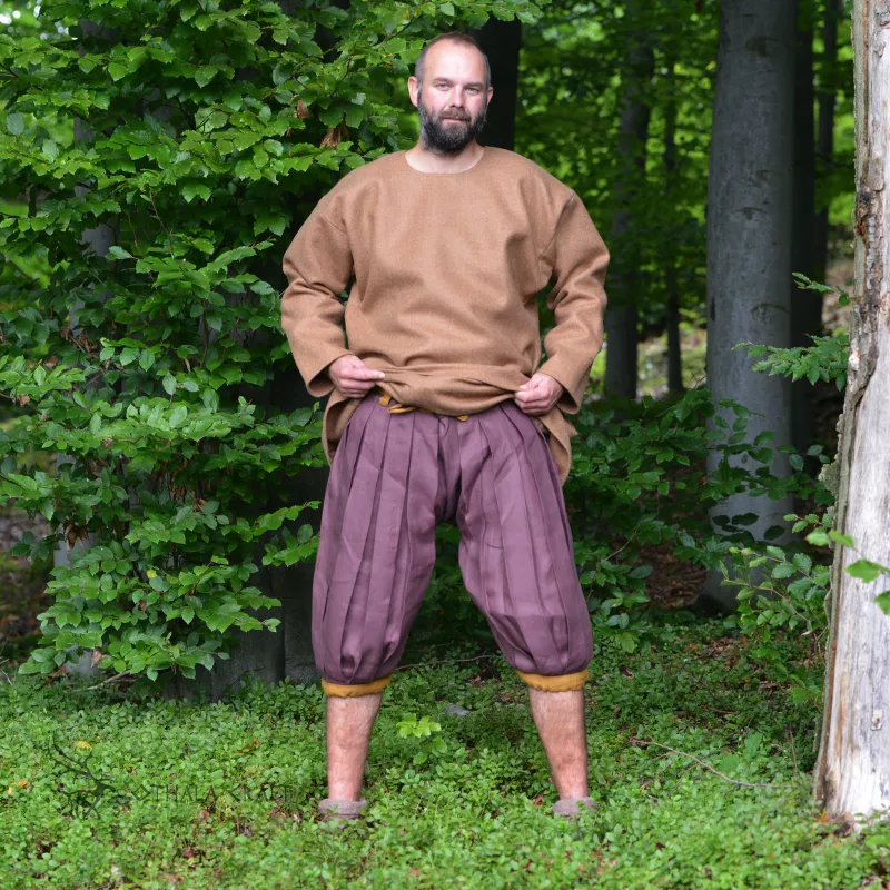Haithabu trousers from linen - plum and honey color