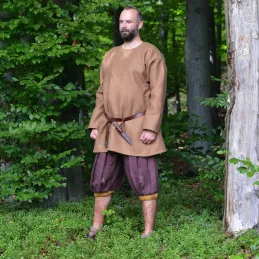 Haithabu trousers from linen - plum and honey color