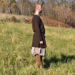 Woolen Viking tunic in herring bone pattern - brown