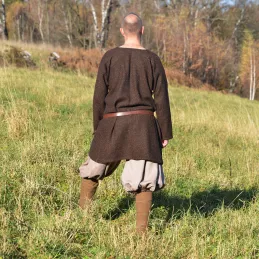 Woolen Viking tunic in herring bone pattern - brown
