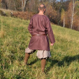 Leinentunika mit Stickerei, Wikinger – Pflaume (111146)