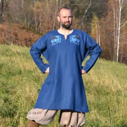 Linen tunic with embroidery, Viking, early medieval