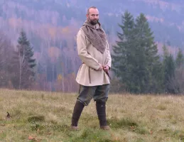 Brown wool leg wrpas with bronze hooks - Viking, Slavic, Rus