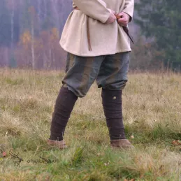 Brown wool leg wrpas with bronze hooks - Viking, Slavic, Rus