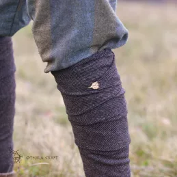 Brown wool leg wrpas with bronze hooks - Viking, Slavic, Rus