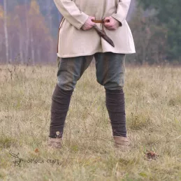 Brown wool leg wrpas with bronze hooks - Viking, Slavic, Rus