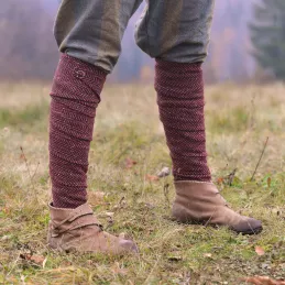 Leg wraps - burgundy herringbone