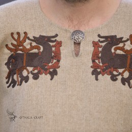 Wolltunika mit Stickerei, Wikinger – Beige