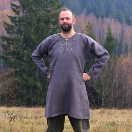 Viking linen tunic with Mammen embroidery – Grey