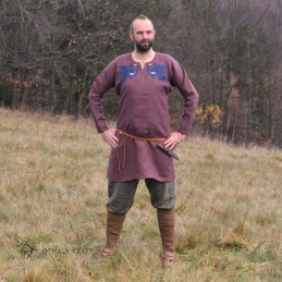Leinentunika mit Stickerei, Wikinger – Pflaume (111154)
