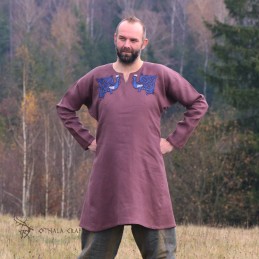Linen tunic with embroidery, Viking – Plum (111154)