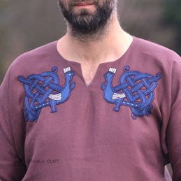 Linen tunic with embroidery, Viking – Plum (111154)