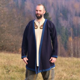 Dunkelblauer Hedeby-Kaftan, Klappenrock, Haithabu-Mantel