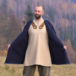 Dunkelblauer Hedeby-Kaftan, Klappenrock, Haithabu-Mantel