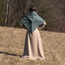 Woolen hood from Skjoldehamn, green-blue diamond weave