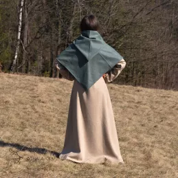 Woolen hood from Skjoldehamn - green-blue diamond weave