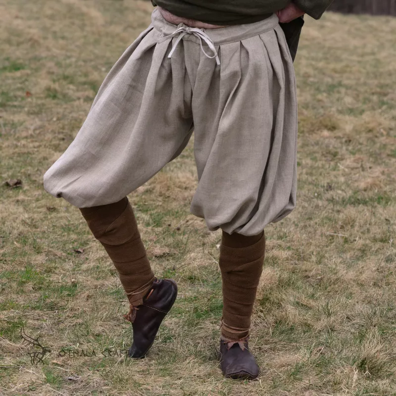 Rus Viking trousers made from natural linen color.