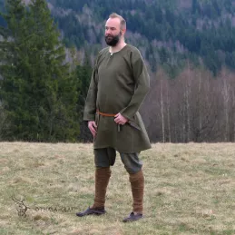 Viking linen tunic, early medieval - olive green