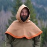 The shape of the hood is based on a find from Hedeby. Sewn high under the throat to protect from wind and cold.