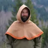 The shape of the hood is based on a find from Hedeby. Sewn high under the throat to protect from wind and cold.