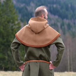 Woolen hood from Hedeby, beige/orange