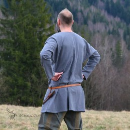 Leinentunika mit Stickerei, Wikinger – Grau (111160)