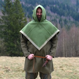 Beautiful Viking hood in green color.