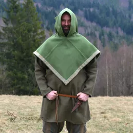Beautiful Viking hood in green color.
