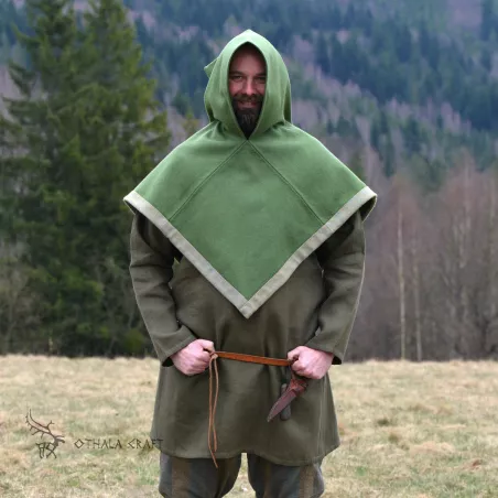 Beautiful Viking hood in green color.