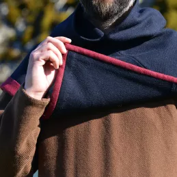 Woolen hood from Skjoldehamn - dark blue/burgundy red