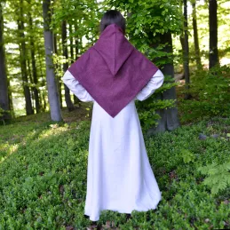 Woolen hood from Skjoldehamn with lining - burgundy red