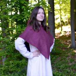 Woolen hood from Skjoldehamn with lining - burgundy red