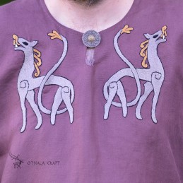 Linen tunic with embroidery, Viking – Plum (111161)
