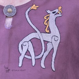 Leinentunika mit Stickerei, Wikinger – Pflaume (111161)