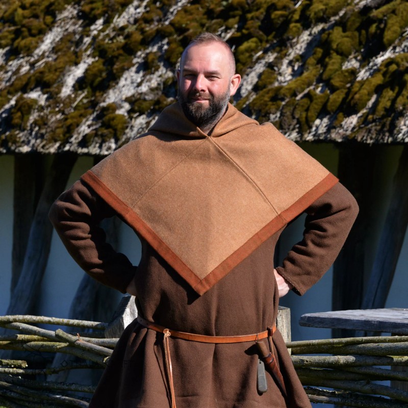 Beautiful Viking hood in beige color.