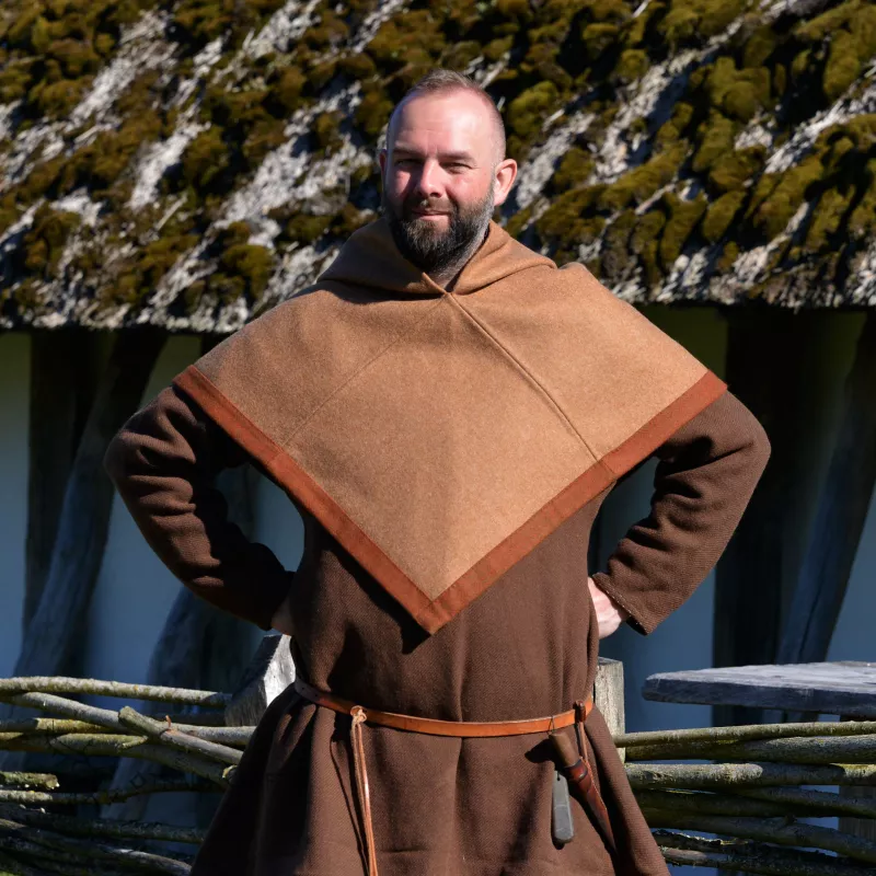 Beautiful Viking hood in beige color.