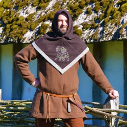 Beautiful Viking hood in dark brown color.